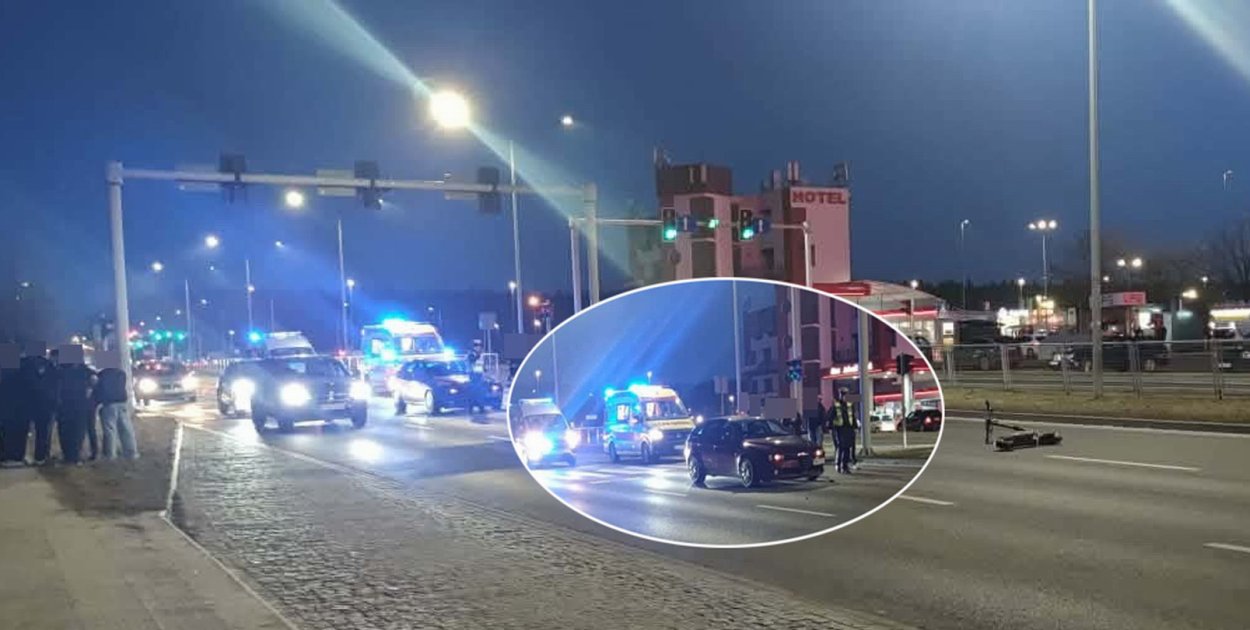 Wjechał hulajnogą wprost pod samochód. Na pasach, na czerwonym (zdjęcia)