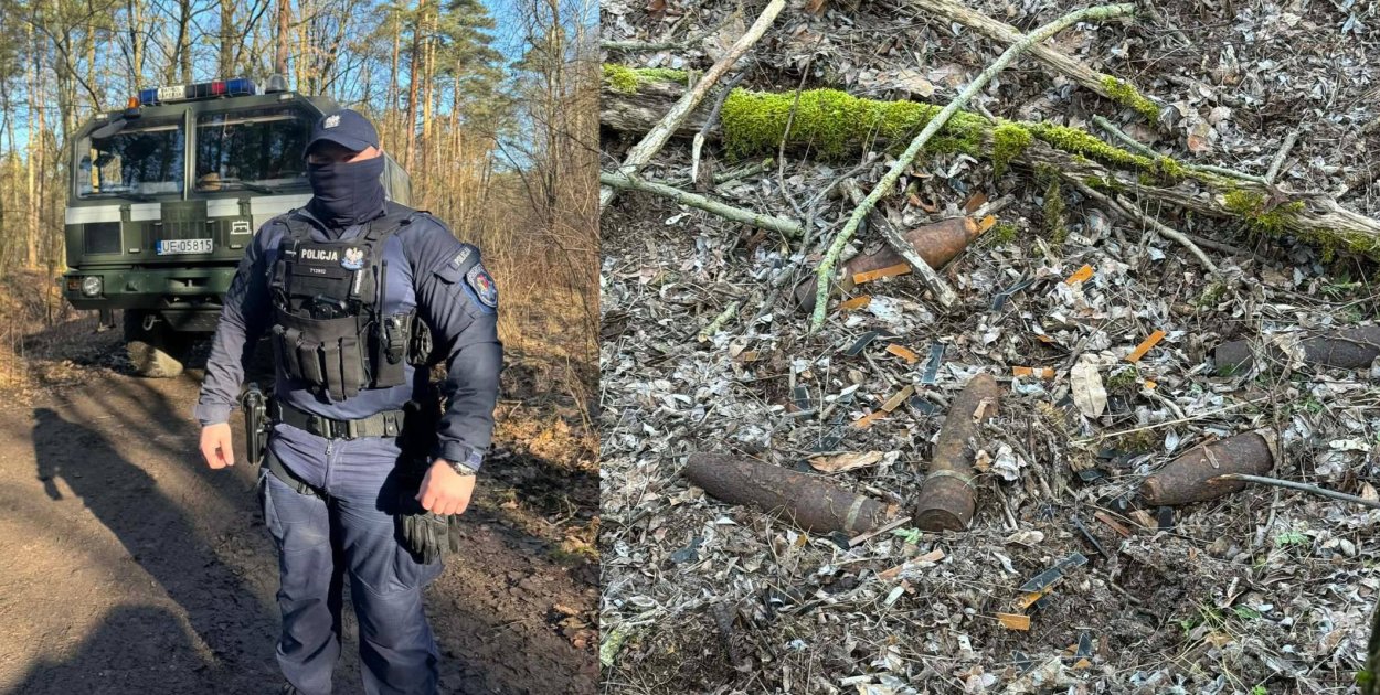 Pociski i proch znalezione w lesie. Dwie doby pilnowali ich policjanci (zdjęcia)