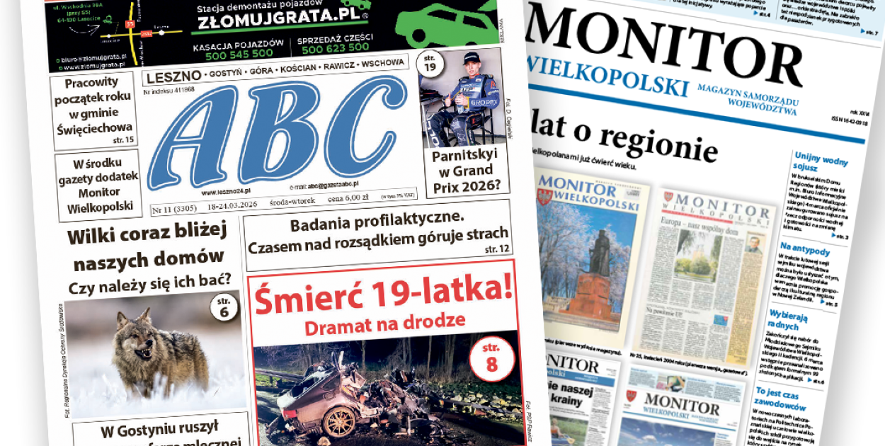 Polecamy aktualne wydanie gazety ABC + dodatek Monitor Wielkopolski
