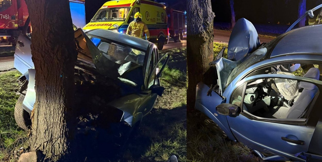 Dziewiętnastolatka wjechała autem w drzewo. Trafiła do szpitala (zdjęcia)
